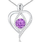 Yuelove 925 Sterling Silver Infinity Heart Necklace for Women, Rhodium Plated Cubic Zirconia Pendant Gift for Girlfriend Wife Mom - Anniversary Valentine's Day Birthday Present with Elegant Gift Box