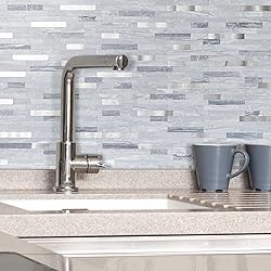 AULIGET Faux Stone Peel and Stick Backsplash, Light