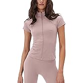 Lviefent Womens Lightweight Full Zip Active Running Track Jacket Workout Short Sleeve Top Slim Fit Yoga Sportswear