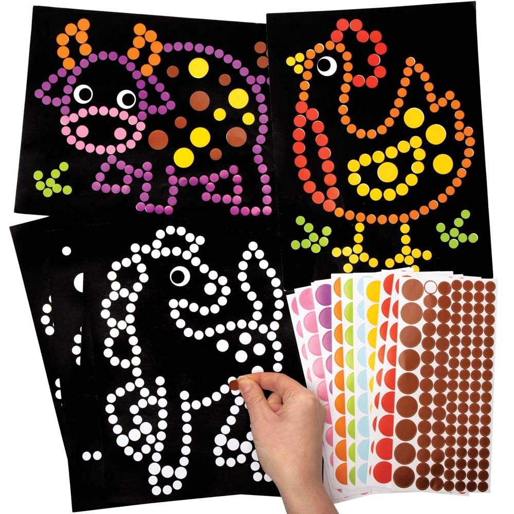 Baker Ross FE474 Farm Dotty Art - Pack of 8, No Mess Dotty Crafts for Kids to Decorate and Display for Arts and Crafts Activities