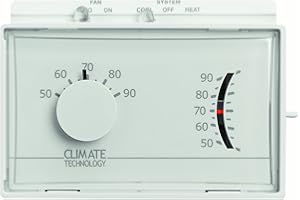 Supco 43004A Horizontal Mechanical Heating/Cooling Thermostats, 50 to 90 Degree F, 24 VAC