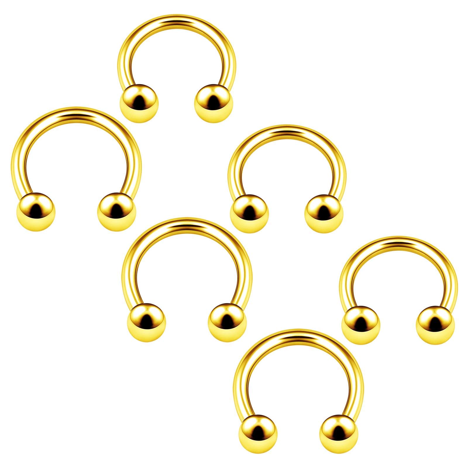 BanaVega 6PCS Anodized Horseshoe Circular Barbell 14g 8mm 10mm 4mm Ball Helix Cartilage Septum Nose Lip Piercing Jewellery 4693