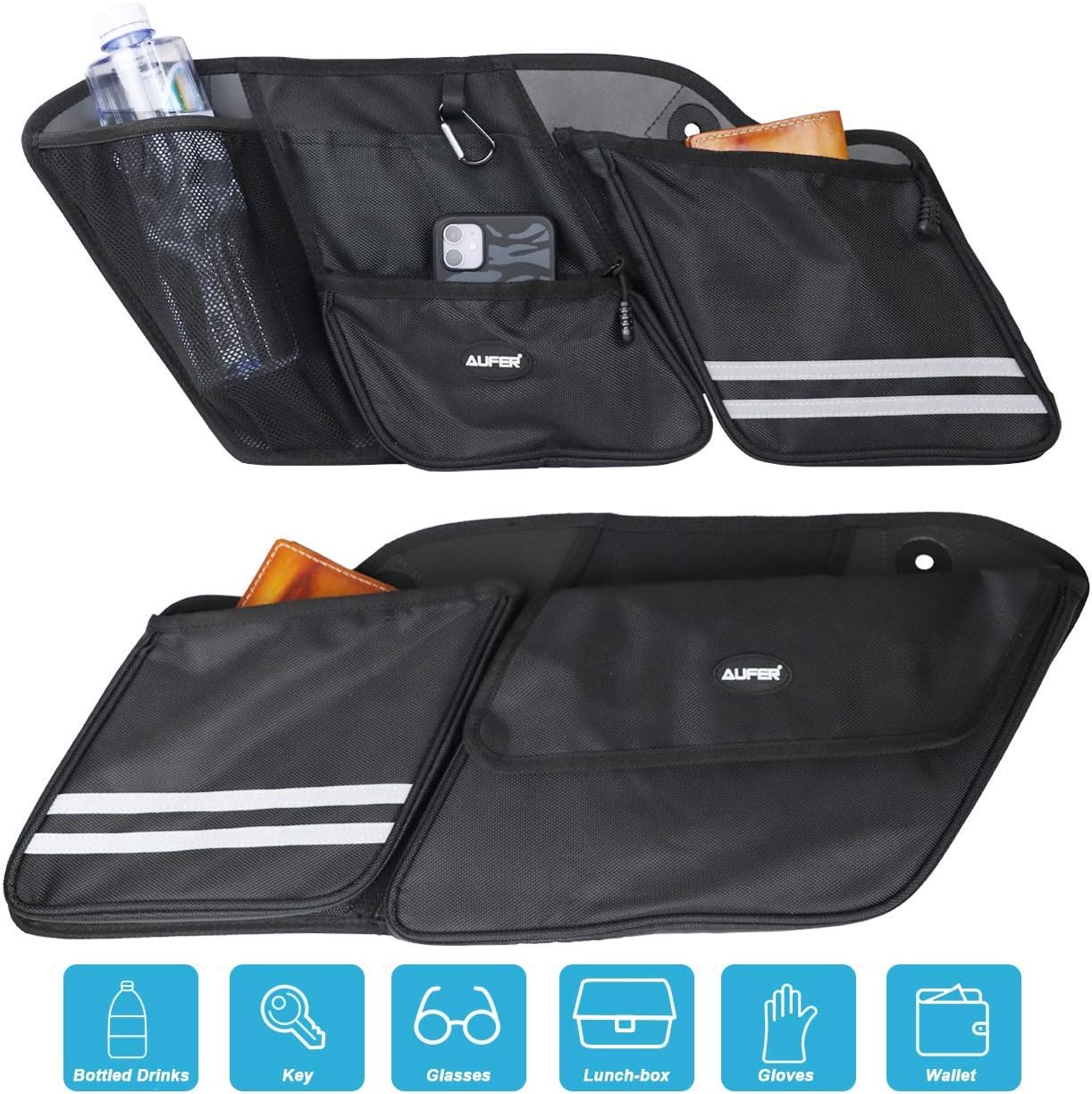 AUFER Left & Right Side Motorcycle Saddlebag Organizers Storage Bags Saddle bag Organizers Fit for 1993-2013 Touring Road King Road Glide Electra Glide: Automotive