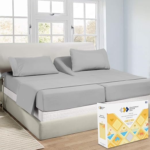 Amazon Split King Sheet Set For Adjustable Beds Light Gray Color