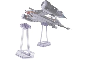 BRICKVISIONS Display Stand for LEGO 75292 75315 75300 TIE Fighter, 75325 Mandalorian N-1 Starfighter Kit, 75402 ARC-170 Starfighter, for Plane Building Brick Toys etc. Angle Display, Plastic Transparent Display Stand only.