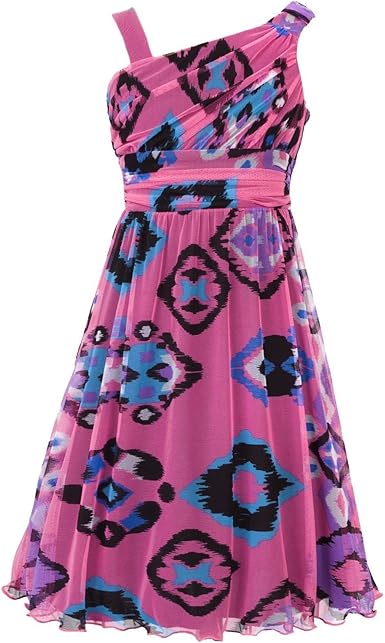 Amazon.com: Rare Editions One Shoulder Asymmetric Pink Dress For Girls Size 14: Special Occasion 