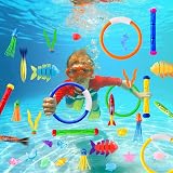 DTYDECLE 35pcs Diving Pool Toys Set Diving Rings Torpedoes Seaweed Gem view 4