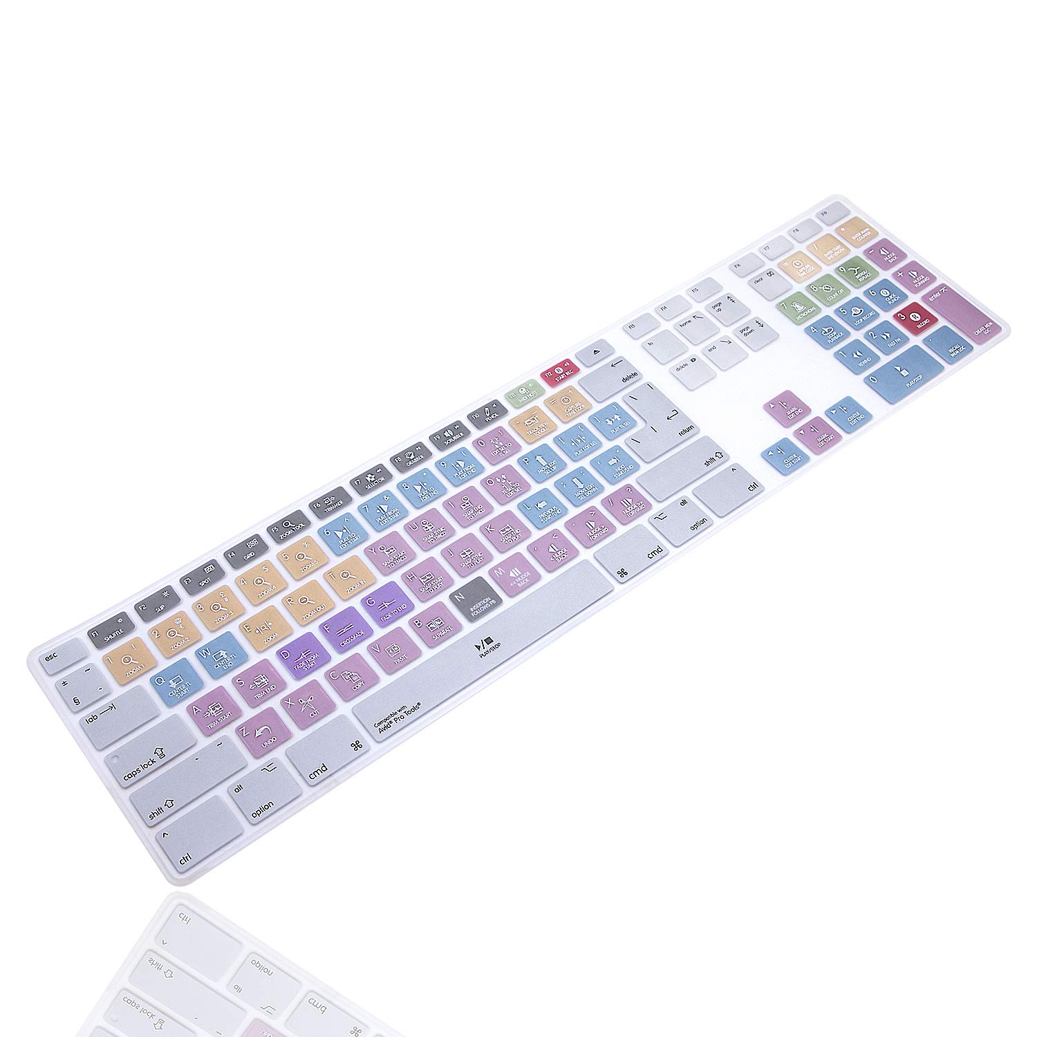 XHLWZR US/EU/UK Avid Pro Tools Shortcuts Hotkey Silicone Keyboard Cover Skin for IMac G6 MB110LL/B MB110LL/A A1243 Keyboard with Numeric Keypad NumberPad(USA and European Version)