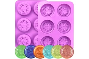 SIQINZONGWA 2 Pack Silicone Soap Molds, 3D 6-Cavity Round Bee Silicone Molds Homemade Soaps, Lotion Bar, Jello, Bath Bomb, Beeswax, Resin, Candle, Chocolate and Dessert (Purple)