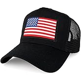 Armycrew XXL Oversize White Black Border USA Flag Patch Mesh Back Trucker Baseball Cap