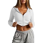 Oakgarden Women's Cropped Zip up Hoodies Long Sleeve Fitted Sweater Pullover Ribbed Knit Casual Trendy Fall Y2k Cardigans