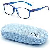 Autojouls Nearsighted Glasses for Distance with Hard Case Blue Light Spring Hinge Glasses Not Reading Glasses