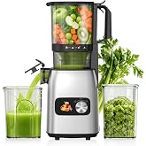 Cold Press Juicer Masticating Slow Auger Juice Extractor with Twist Knob Control, 1.2L &amp; 1L Dual Collection Cups, Reverse Function, Easy to Clean Juicer Machine for Fruits &amp; Vegetables
