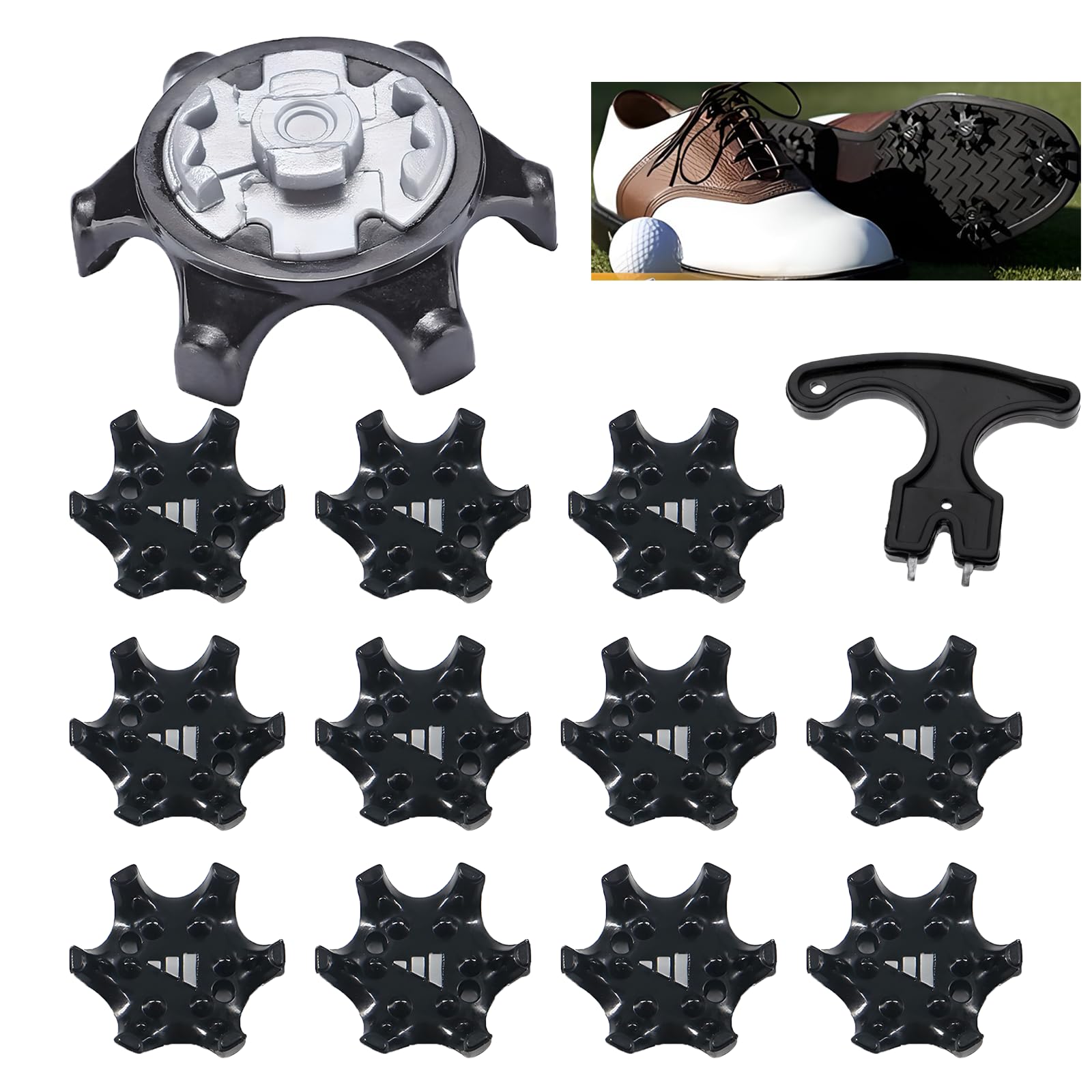 MYHOGOOD 12Pcs Golf Shoe Spikes, Outdoor Soft Rubber Studs Replacement Cleats Spikes Pins, Anti-slip Golf Shoe Studs, Easy Install