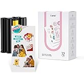 Liene Sticker Paper & Cartridge (Enhanced Adhesion Version) - Includes 2 Ink Cartridge Refills & 72 Sheets of 4x7" Printable Sticker Paper, Dye Sublimation, Compatible Only with Liene PixCut S1