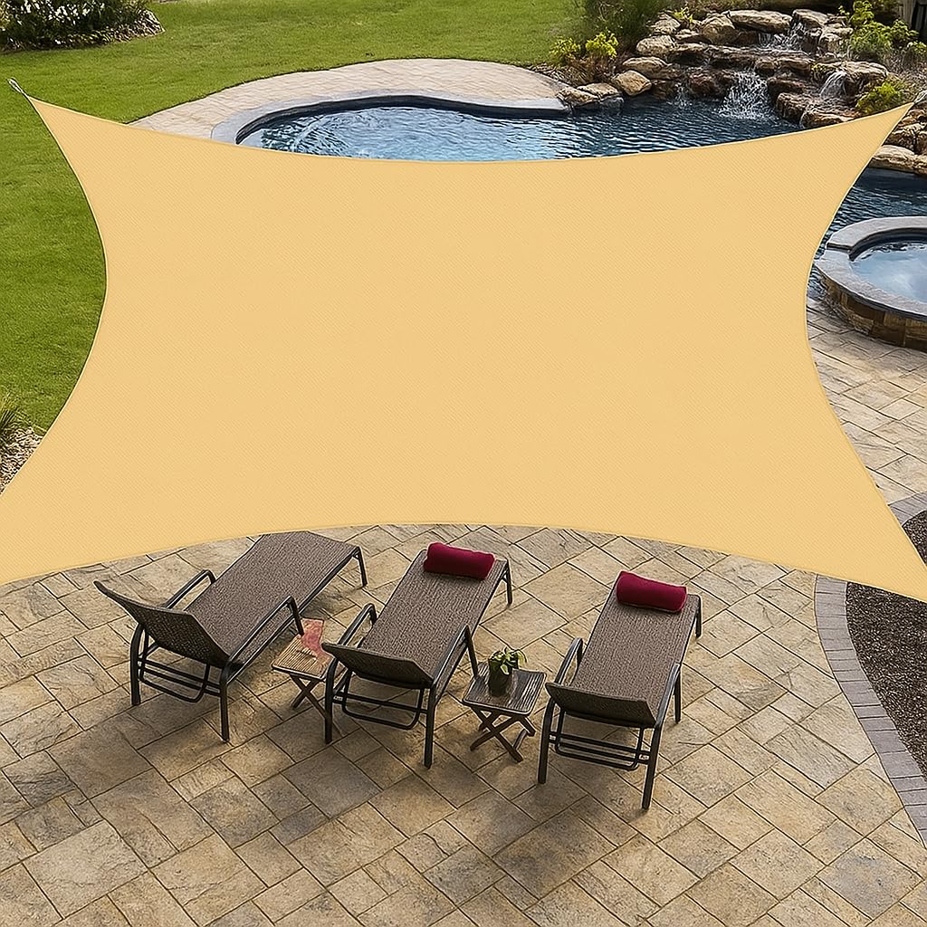 Photo 1 of 10'x13' Rectangle Sun Shade Sail – UV Block & Breathable Canopy for Patio, Garden, Backyard & Outdoor Shade– High-Density HDPE Fabric, Durable & Fade-Resistant – Easy Installation