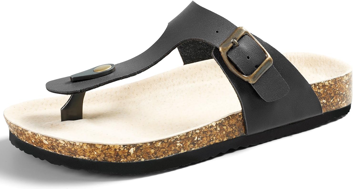 SANDALUP Flip Flop Adjustable Metal Buckle Thong Sandals for Women