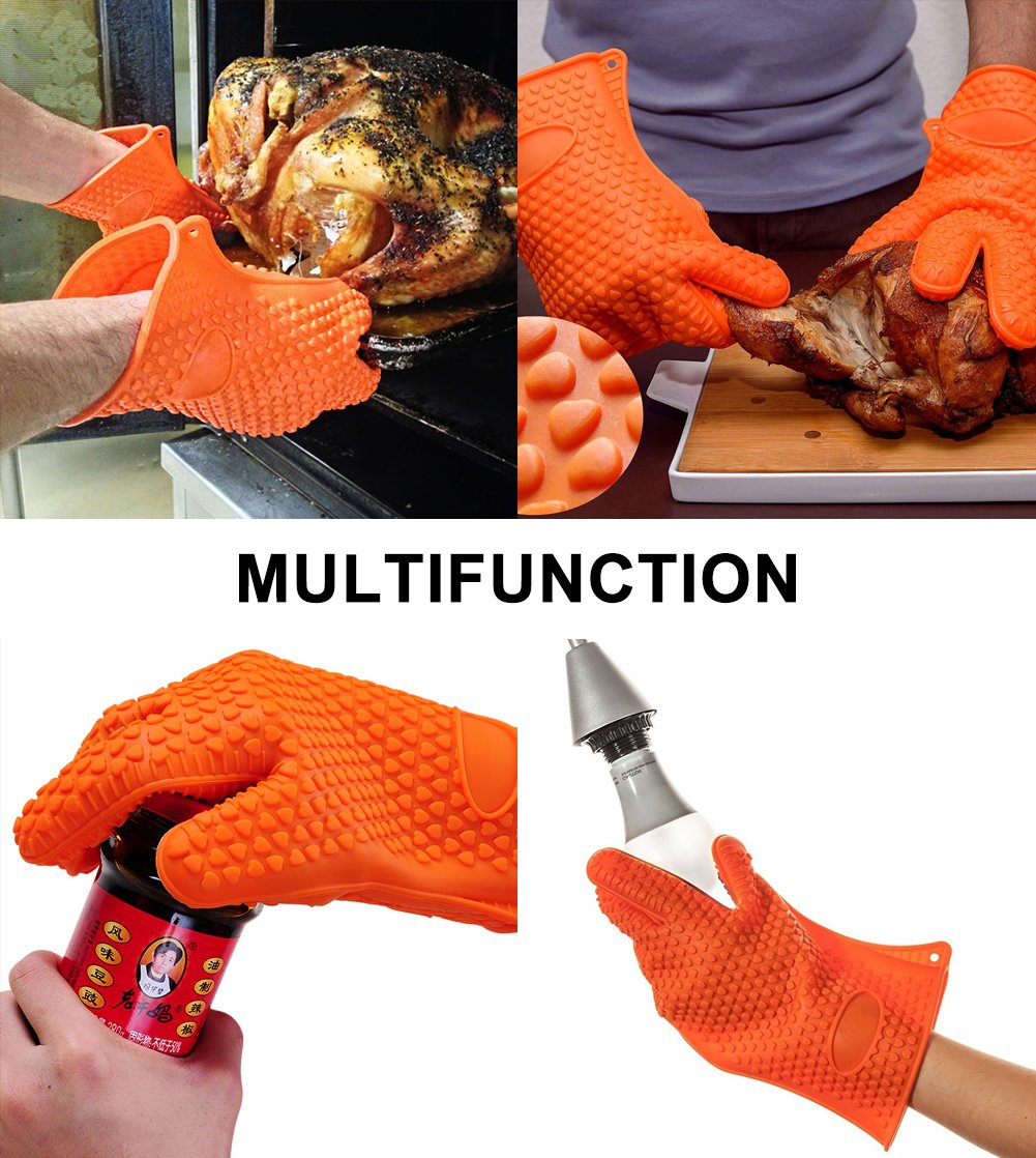 XCOOK Oven BBQ Gloves Heat Resistant Waterproof Non-Slip Cooking Baking Cleaning Silicone Gloves