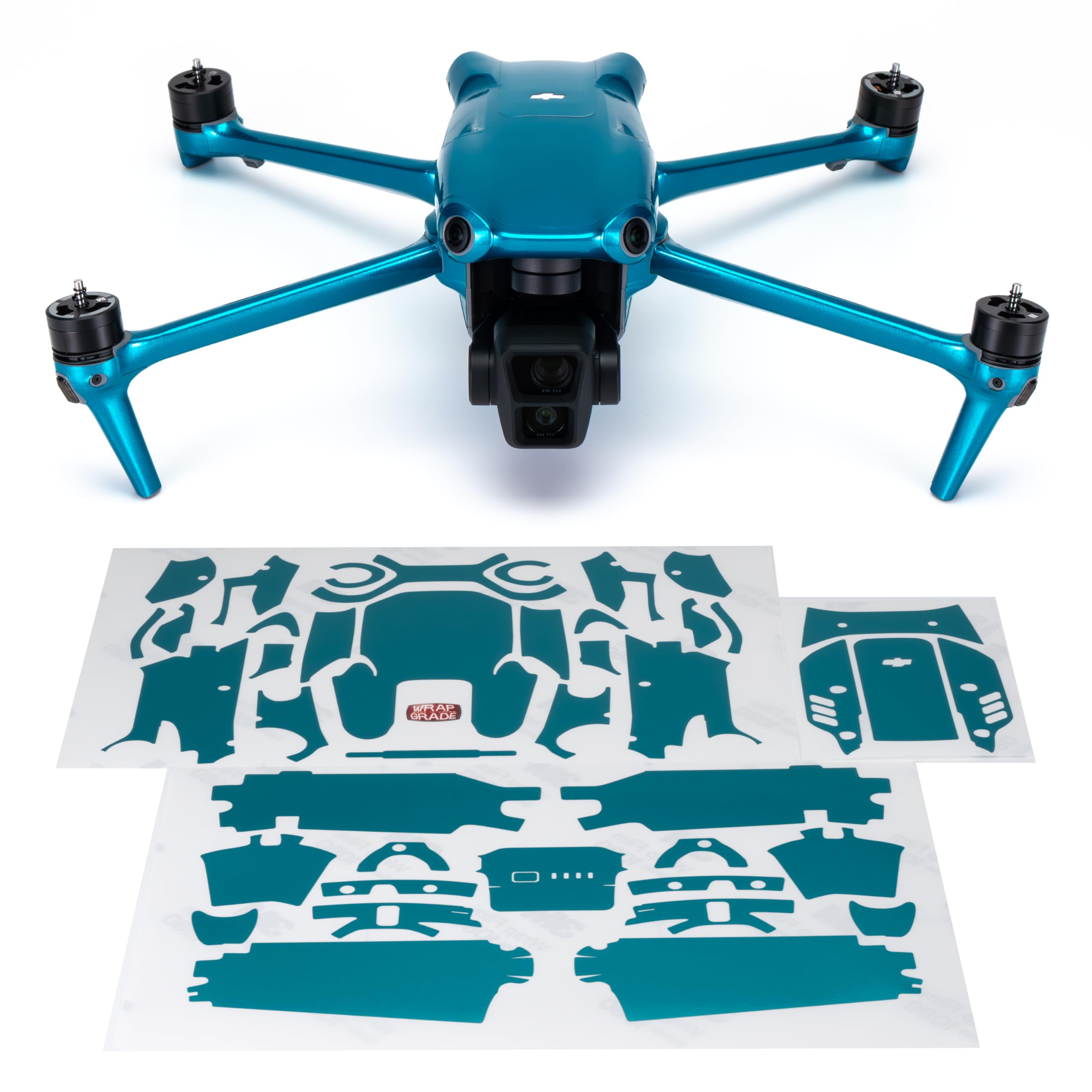 WRAPGRADE Skin Stickers compatible with DJI Air 3 | Full Wrap Set (CARIBBEAN BLUE)
