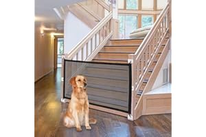 NWK Magic Dog Gate for Stairs Pet Gate for The House Providing a Safe Enclosure for Pets to Play and Rest, 6 Hooks Design (30'' X 43'')