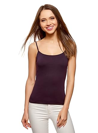 oodji Ultra Damen Tagless Jersey-Top mit Spaghettiträgern