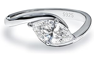 Moissanite Engagement Ring for Women, 1CT D Color VVS1 Marquise Cut Wedding Band, 925 Sterling Silver Rings with 18K White Go