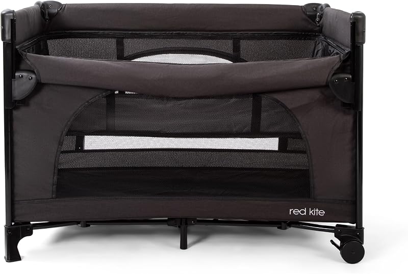 Red Kite Dreamer Bedside Crib with Newborn Bassinette Black