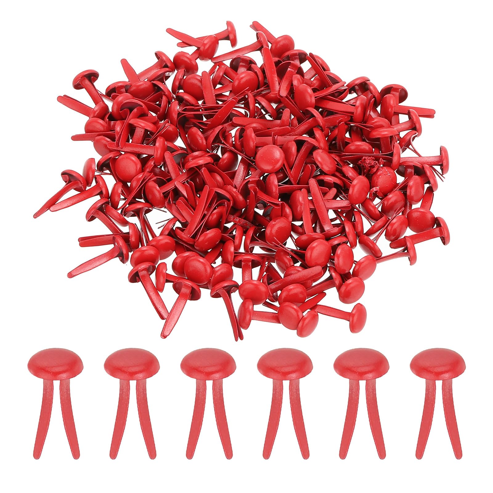Photo 1 of PATIKIL 200 PCS Paper Brass Fasteners Split Pins Pastel Mini Metal Brads Round Head Plated Fastener for Craft Art Scrapbooking DIY Supplies, Red, 8 x 15 mm
