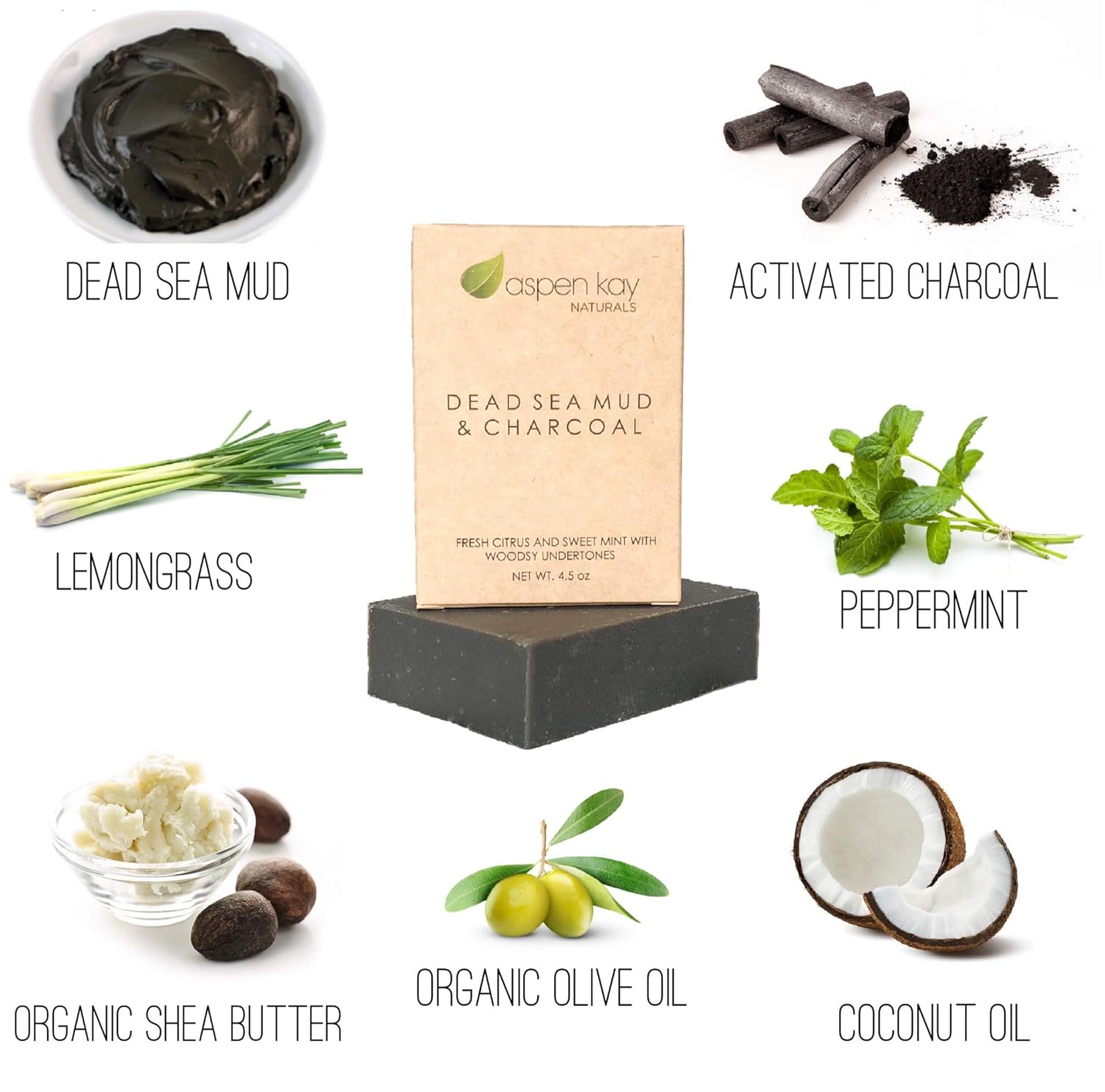 Dead Sea Mud Soap Bar Natural & Organic Ingredients. With Activated Charcoal & Therapeutic Grade Essential Oils. Face Soap or Body Soap. For Men, Women & Teens. Chemical Free. 4.5 oz Bar : Beauty