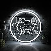 Let It Snow Neon Sign For Room Decor Christmas Neon Lamp White Snow Led Light For Kids Room Christmas Gift For Kids Hanging Glow Sign For Home Bedroom Dorm Studio Office Shop Party Sign(USB Power)