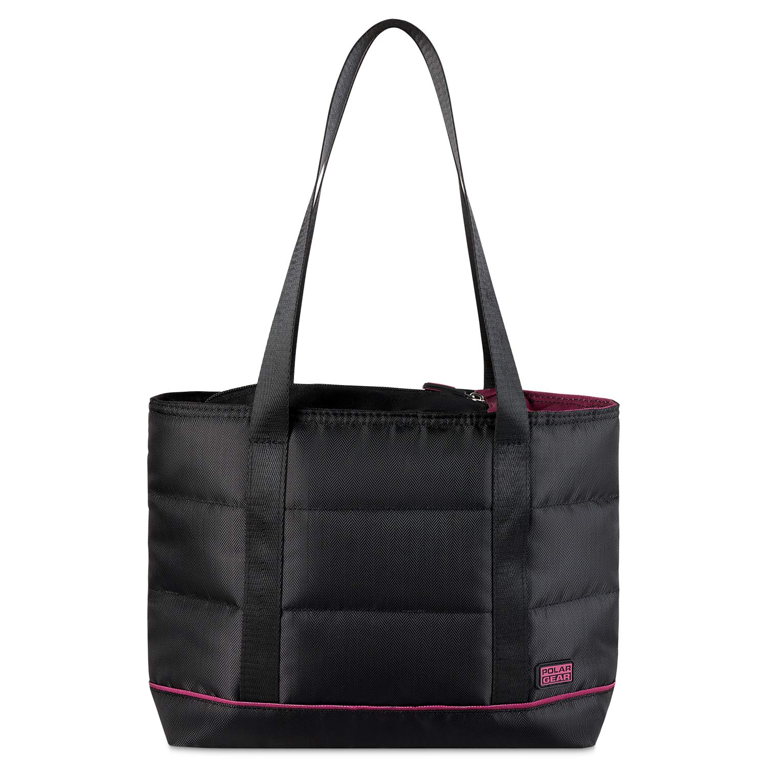 Polar Gear Small Lunch Tote Bag – Dual compartment Insulated Meal Bag & Bottle Holder – Keeps Food & Drink Hot or Cold – Wipe Clean PEVA Lining & Leakproof Seams,Black,27 x 33cm