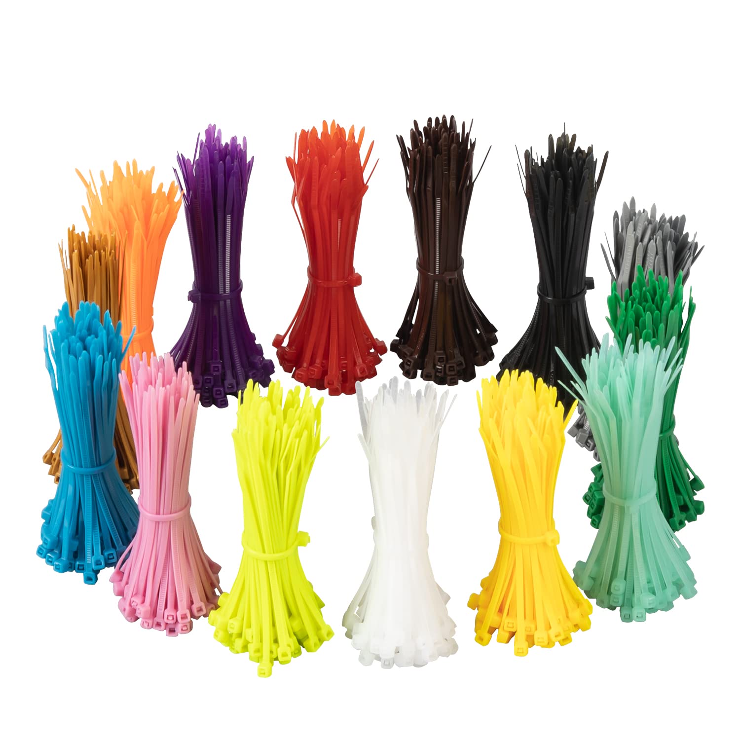 XINGO 1400 PCS Coloured Cable Ties, 3mm x 100mm Multicolor Zip Ties, Mix Packed 14 Color Plastic Wire Ties Assortment for Home Office Garden Garage and Workshop