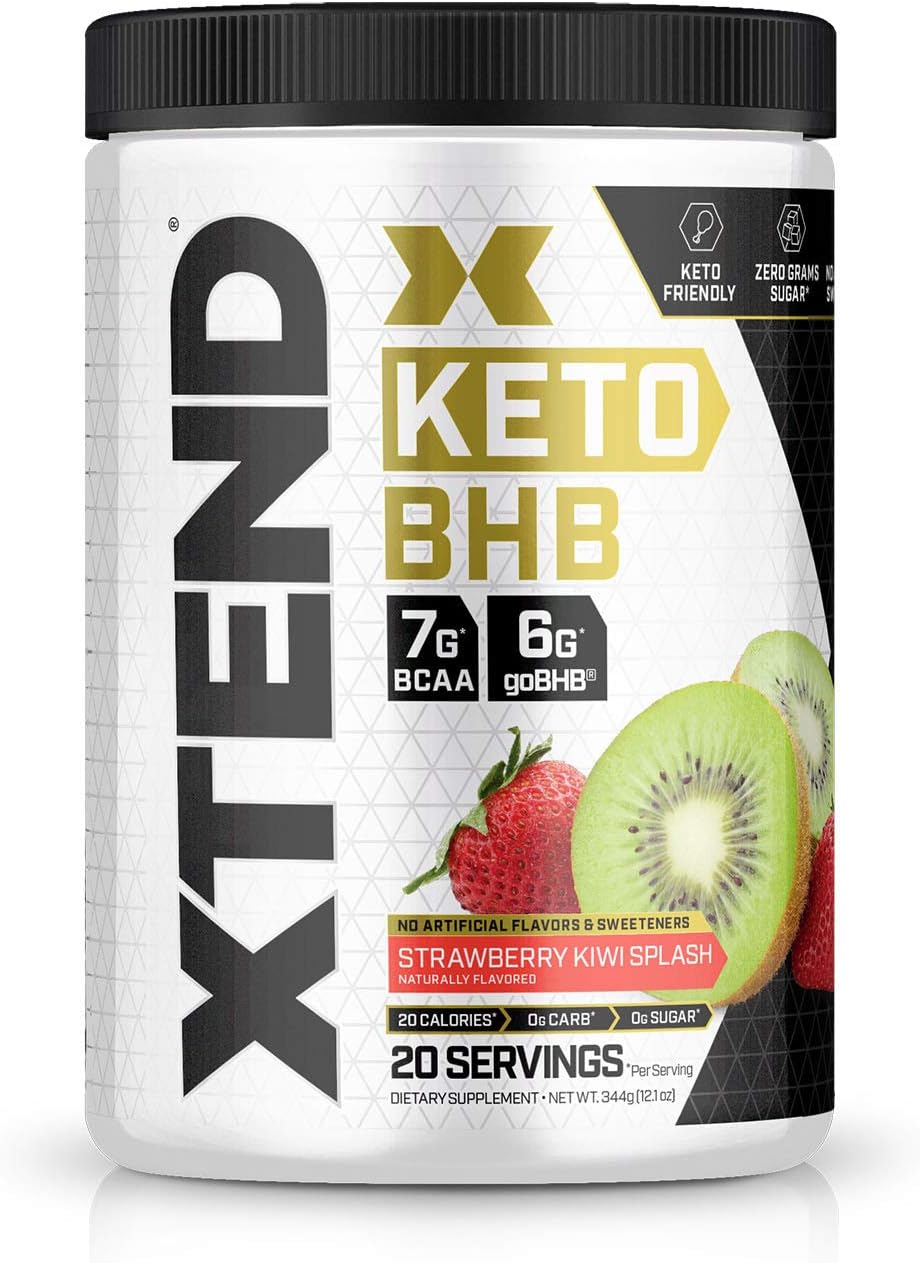 Scivation Xtend Keto | The Perfect Keto & BCAA Powder Strawberry Kiwi Splash | Sugar Free Bhb Exogenous Ketones Supplement with Bhb Salts & Electrolytes | 7g bcaas for Men & Women | 20 Servings