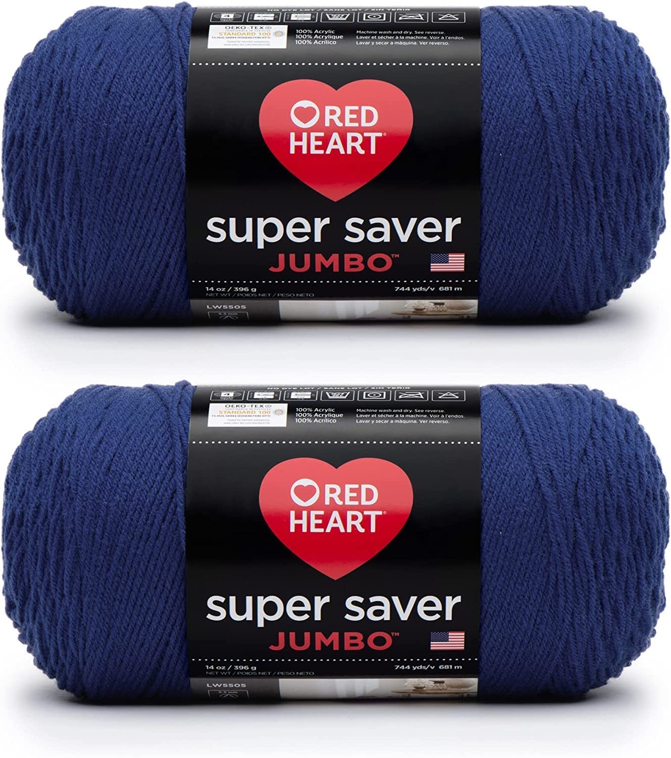 Red Heart Super Saver Jumbo Royal Yarn - 2 Pack of 396g/14oz - Acrylic - 4 Medium (Worsted) - 744 Yards - Knitting/Crochet — image 1