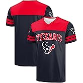 FOCO NFL Men's Officially Licensed Primary Logo Team Color Wordmark Game Day V-Neck Football Top