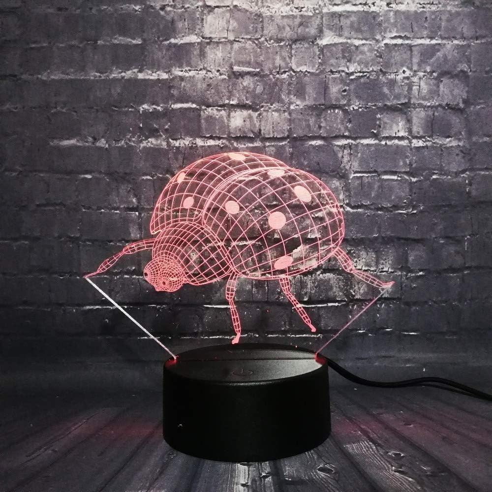 KangYD Ladybug 3D Night Light, LED Rgb Decor Lamp, Bedroom Sleep ...