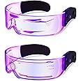 NIUCOO 2 Pairs Light Up Glasses LED Visor: [7 Colors 4 Modes] Luminous Glasses Rave Cosplay Cyberpunk Futuristic