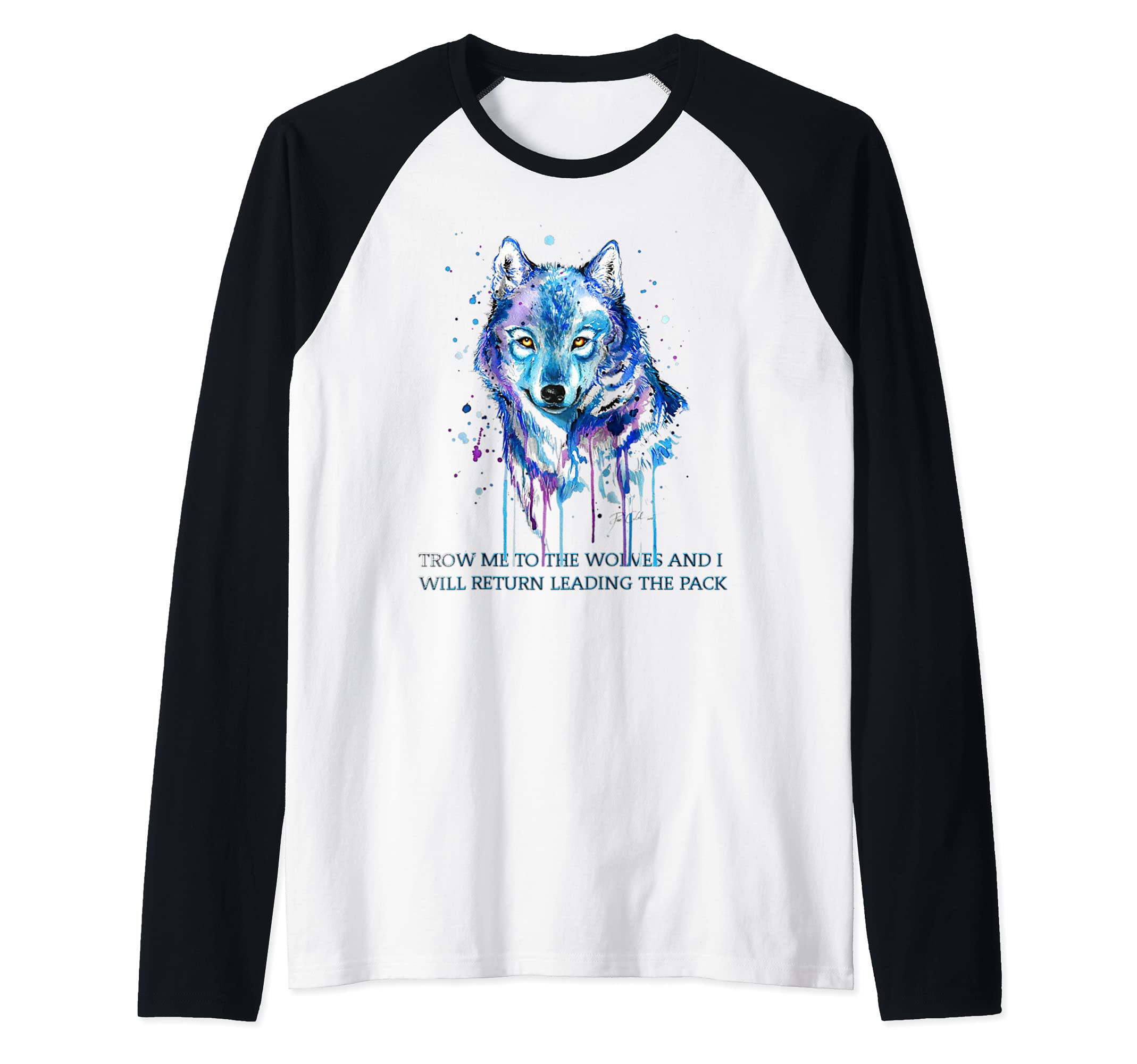 Motivational wolf designed Raglan Baseball Tee