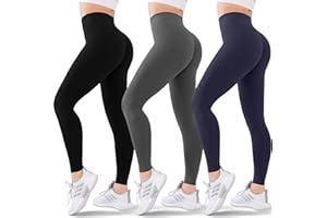 Blisset 3 Pack High Waisted Leggings for Women-Soft Athletic Tummy Control Pants for Running Yoga Workout Reg & Plus Size