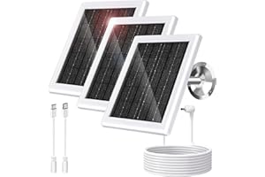 BOBUY Ring Solar Panel Charger 5W Solar Panel for Security Camera Compatible for Ring Camera Waterproof Solar Panel with Type-C, Micro USB and DC Port Cable for Most Cameras