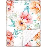 GFU Baby Blanket for Boys and Girls, Soft Minky Infant Receiving Blanket with Dotted Backing Double Layer, Newborn Toddler Bed Blanket with Flowers, 30 x 40 Inch