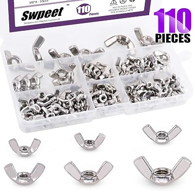 110Pcs 304 Stainless Steel Serrated Metric Wing Nuts Butterfly Nuts Hex Dome Cap Assortment Kit, 6 Sizes - M3 M4 M5 M6 M8 M10