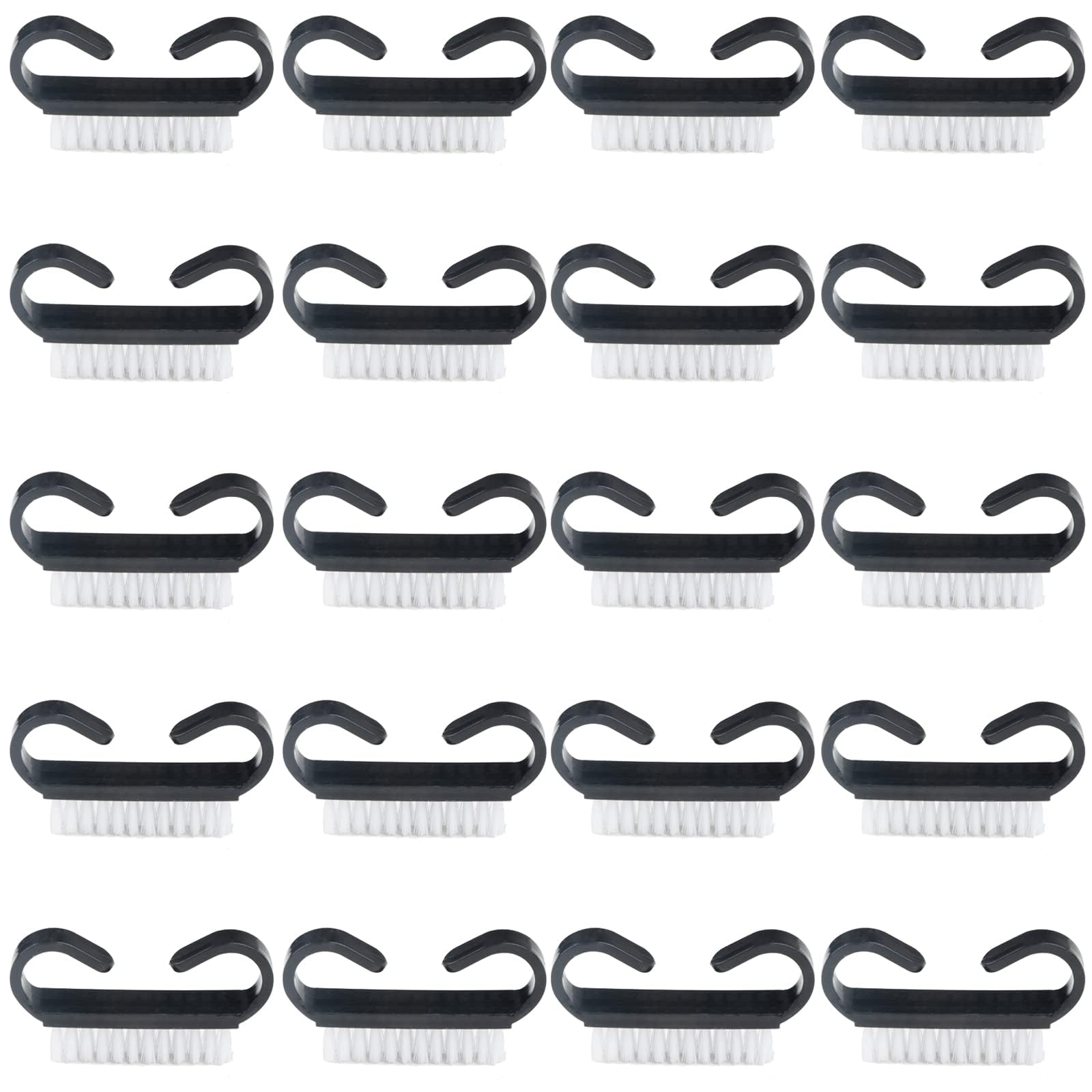 Nail Brush,20 Pieces Black Handle Nail Cleaning Brushes Fingernail Brushes Hand Wash Brush for Toes and Nails Cleaning (Black)