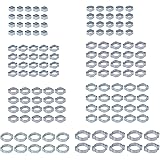Proster 140pcs Stainless Steel Double Ear Hose Clamp Assortment Wide Adjustable 5-23mm Zinc-Plated Steel Double Ear Hose Clam