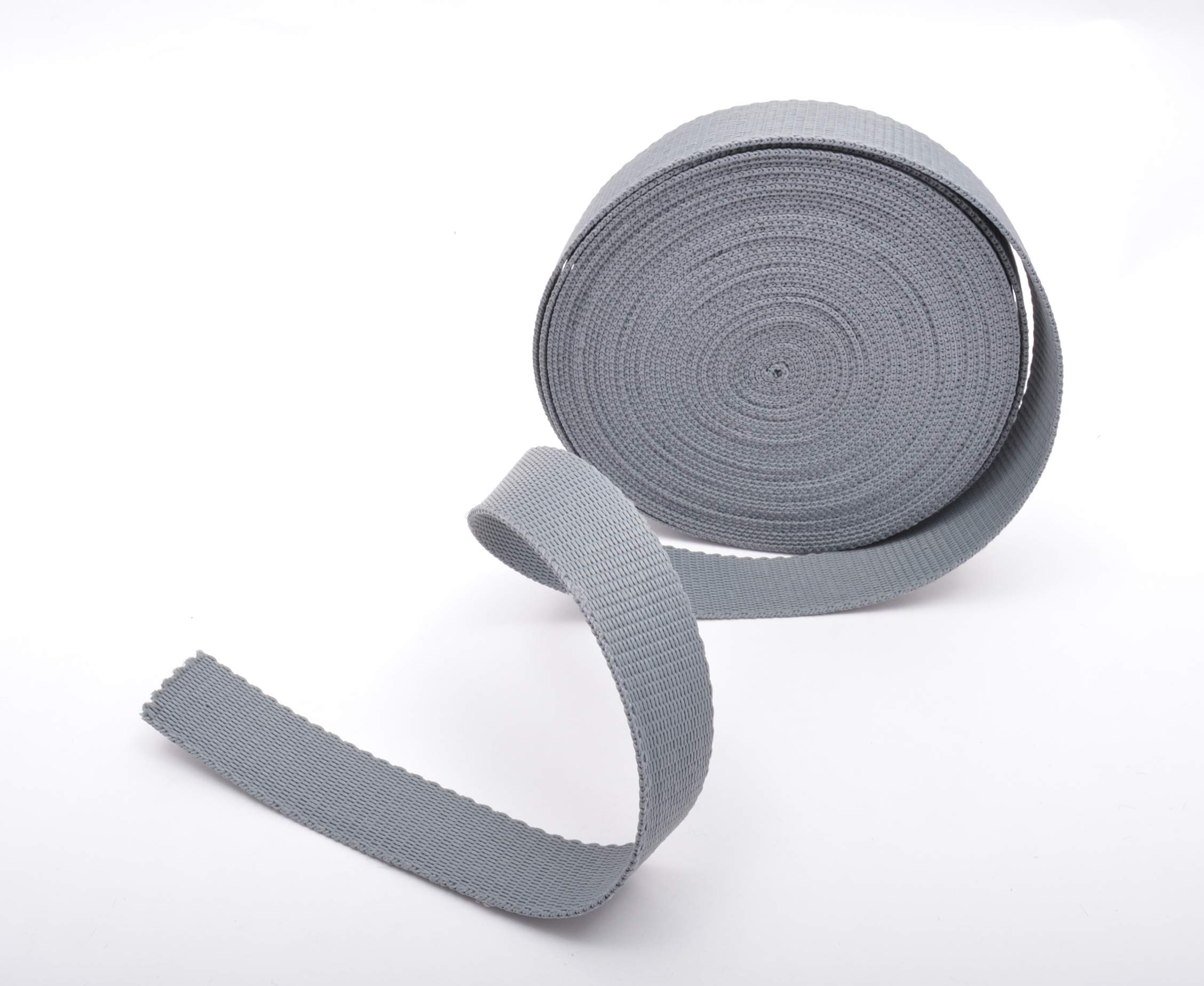 Trimz Polypropylene Webbing, Grey – 25mm Wide x 5Mtr Reel – Heavy Duty Strapping for Bags and Crafts