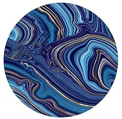 Blue Gold Marble Striped Modern Abstract Circular