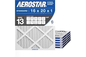Aerostar 16x20x1 MERV 13 Air Filter, 6 Count, ACTUAL SIZE (15.50 x 19.50 x 0.75 ), HVAC, Air Conditioning & Furnace Filter for Allergies, Dust, Pet Dander & Smoke (MPR 1500 / FPR 10), Made in USA