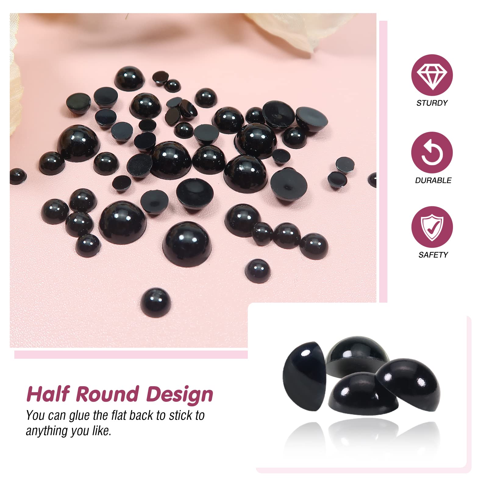 TOAOB 830pcs Round Black Plastic Doll Eyes 3mm to 16mm Flatback Button Craft Eyes for Stuffed Animals Amigurumis Crochet Bears Crafts Making