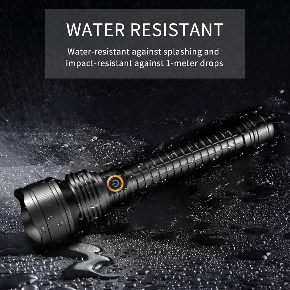 7100 Lumen Handheld Flashlight with 18650 Rechargeable Batteries LED Tactical Flashlight with 5 Modes Water Resistant for Camping Hiking Outdoor Biking Emergency - - 