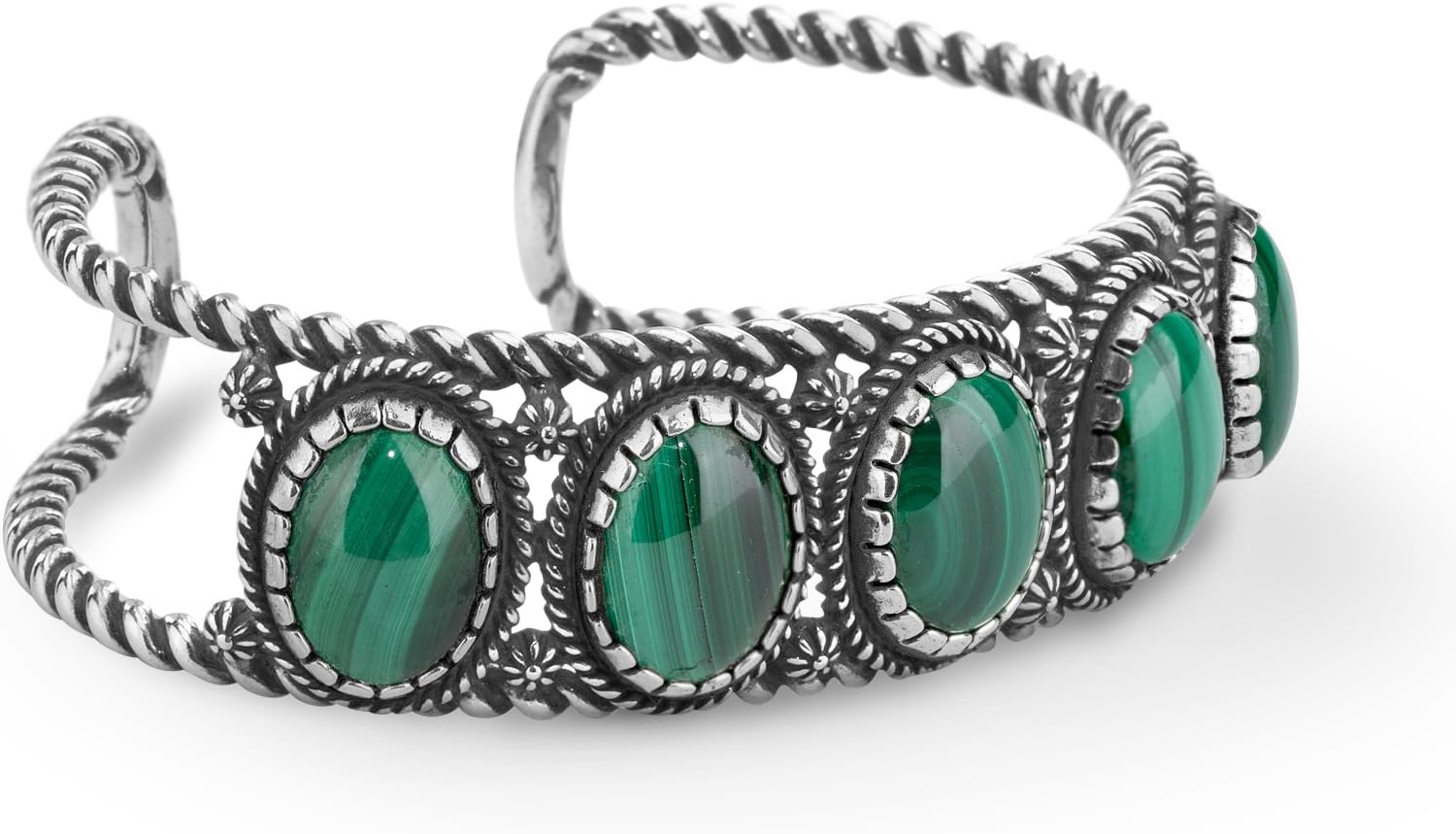 American West JewelrySterling Silver Women's Cuff Bracelet Choice of Gemstone Color 5-Stone Design Sizes S, M, or L